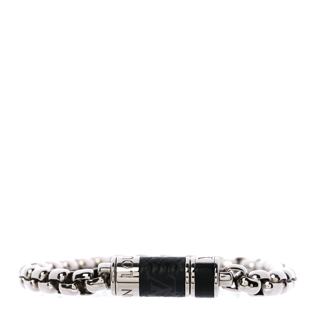 Louis Vuitton Monogram Eclipse Chain Bracelet Silver