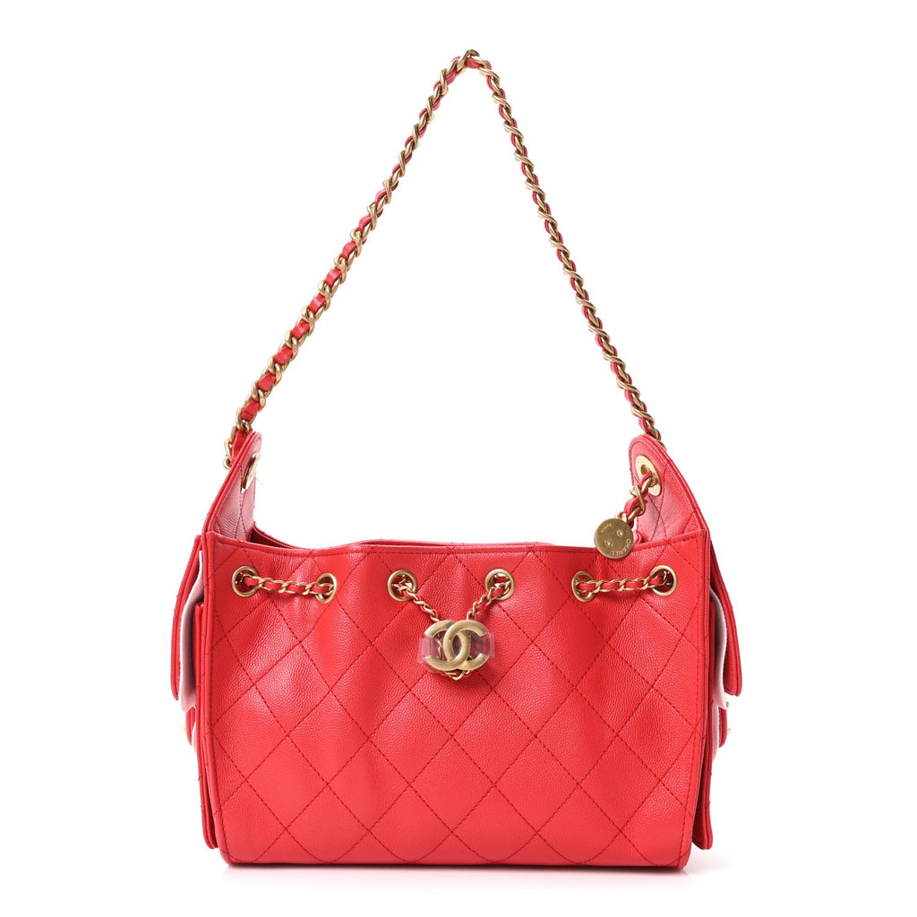 Chanel Caviar Quilted Mini Chanel 25 Handbag Dark Red