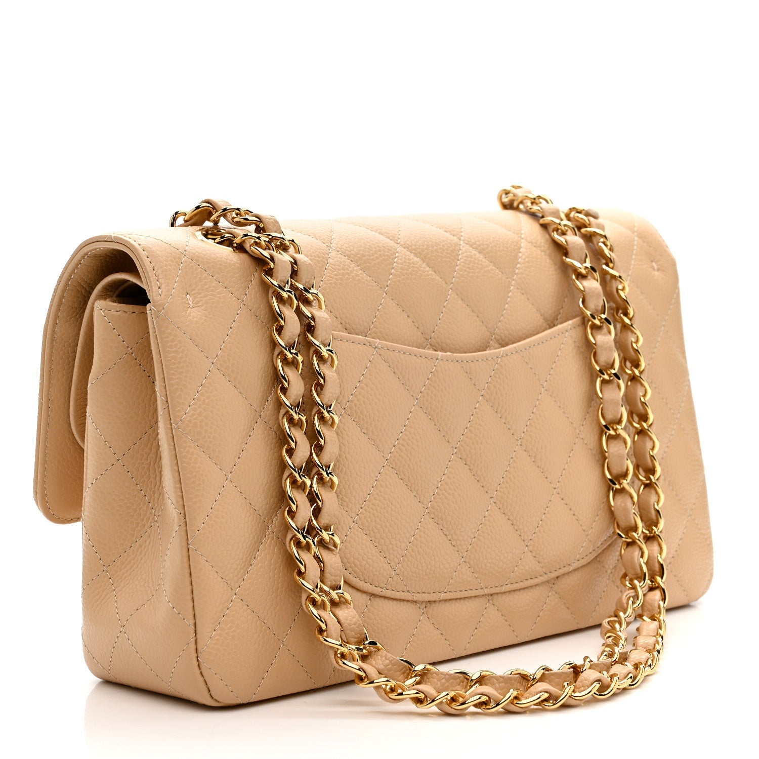 Chanel Caviar Quilted Medium Double Flap Beige
