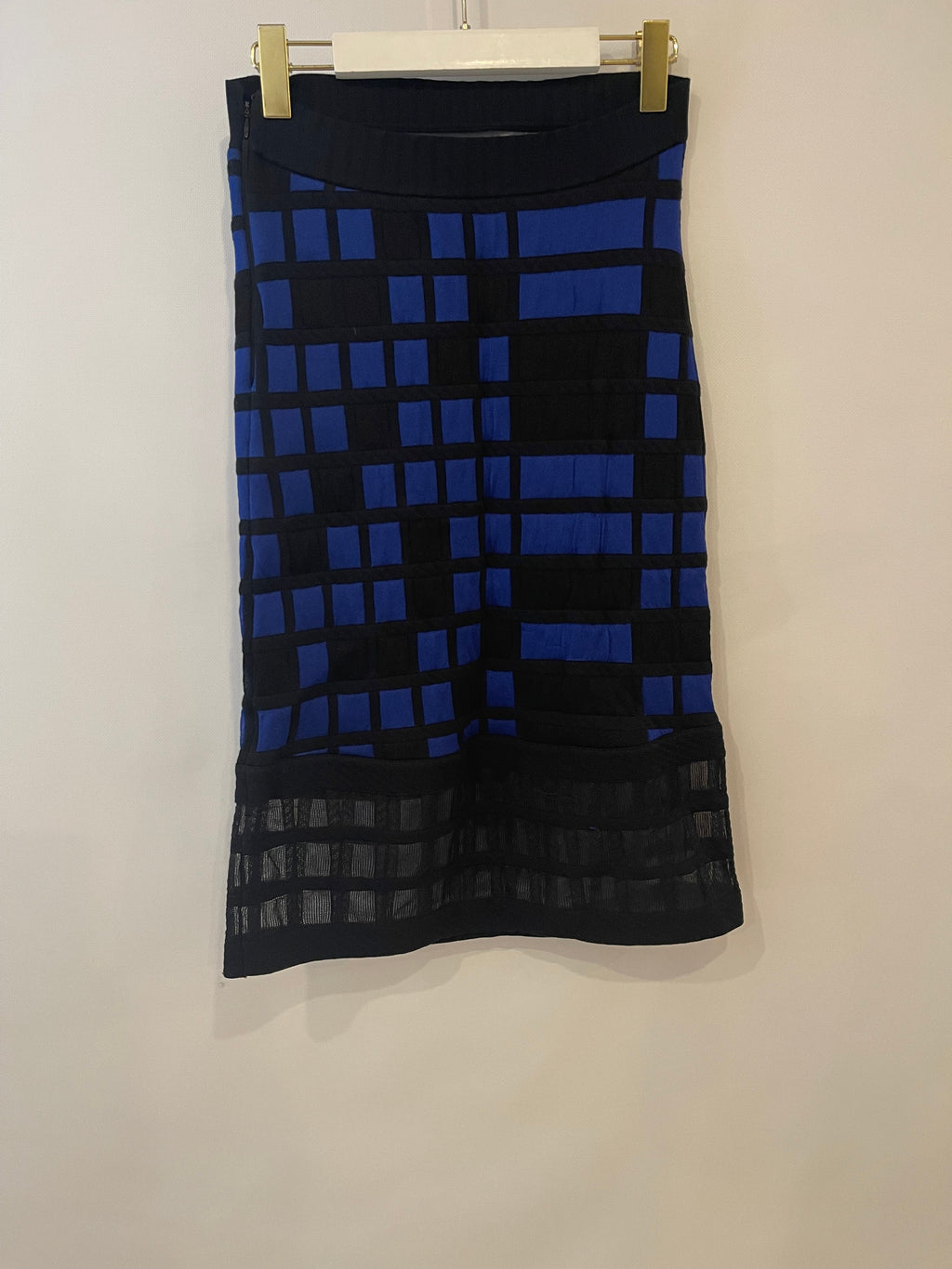 Chanel Spring 2013 Black and Electric Blue Checked Bandeau Dress Size FR 36 (UK 8)