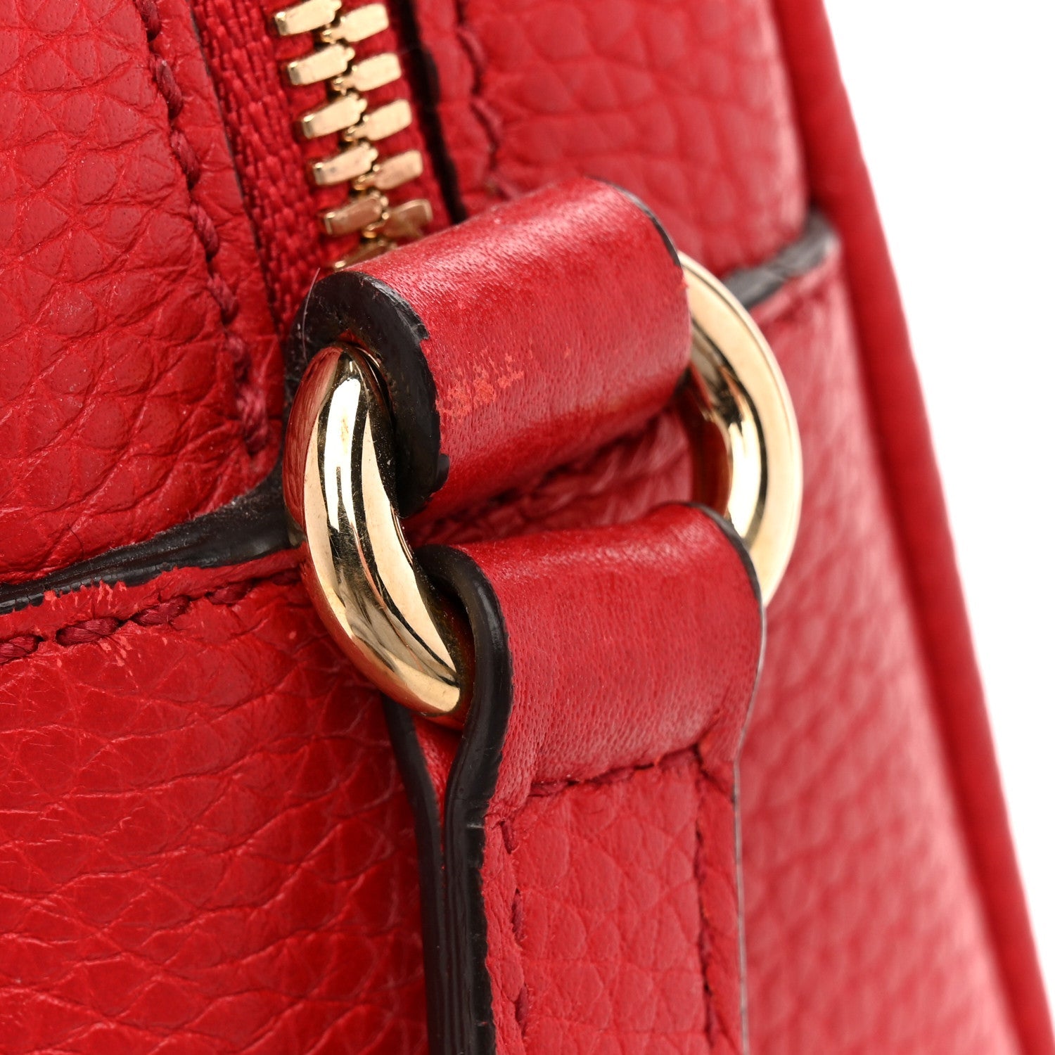 Gucci Pebbled Calfskin Small Soho Disco Bag Tabasco Red