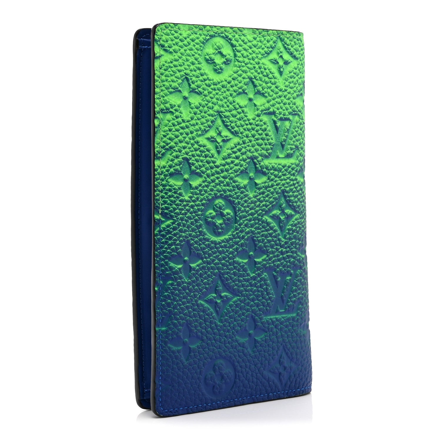 Louis Vuitton Taurillon Illusion Brazza Wallet Bleu Vert