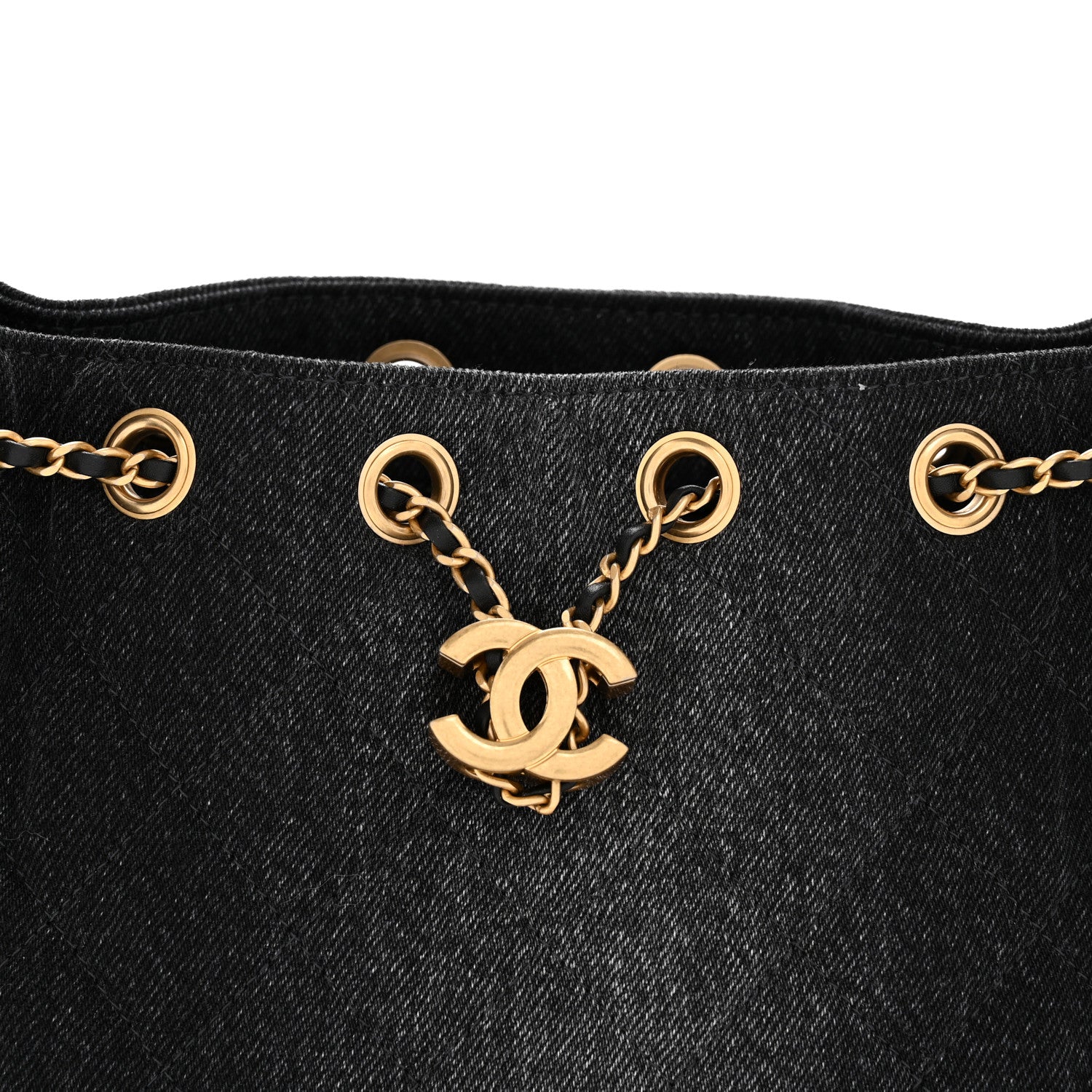 Chanel Washed Denim Quilted Mini Chanel 25 Handbag Black