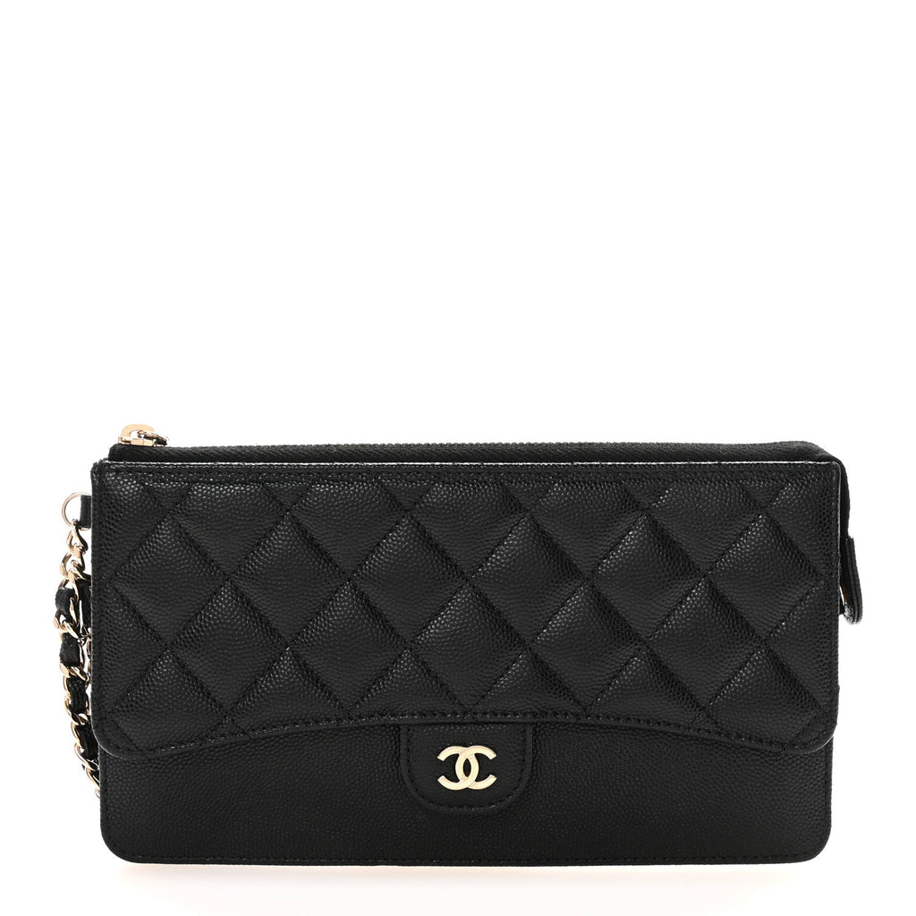 Chanel Caviar Quilted Classic Pouch With Handle Black