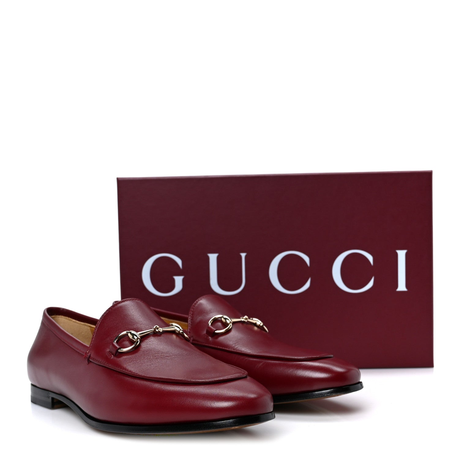 Gucci Betis Glamour Calfskin Womens Jordaan Loafers 39.5 Rosso Ancora