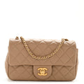 Chanel Lambskin Quilted Mini Rectangular Pearl Crush Flap Beige