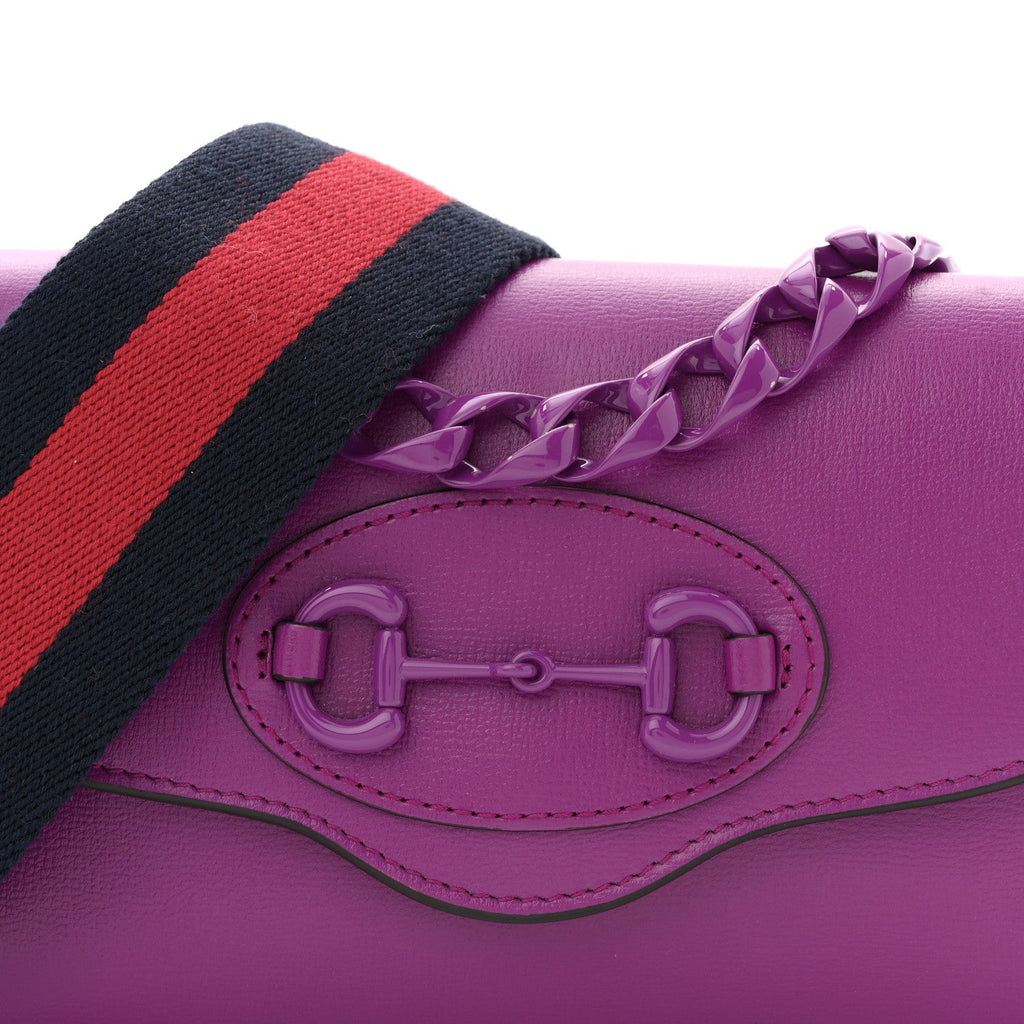 Gucci Azalea Calfskin Web Small Horsebit 1955 Crossbody Bag Spicy Cyclamin