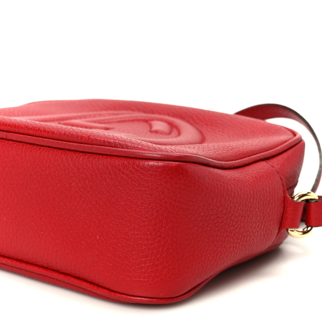 Gucci Pebbled Calfskin Small Soho Disco Bag Tabasco Red