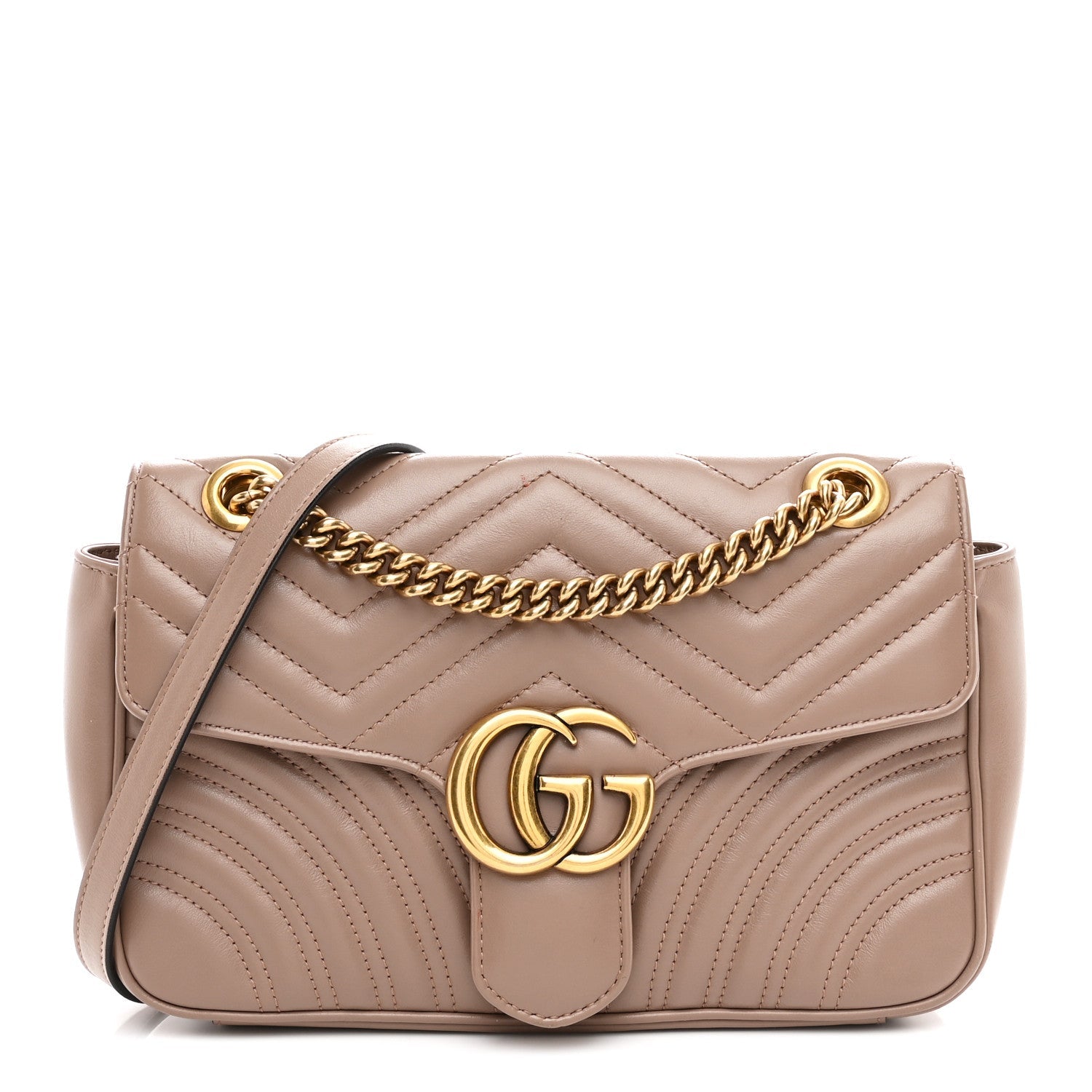 Gucci Calfskin Matelasse Small GG Marmont Shoulder Bag Porcelain Rose