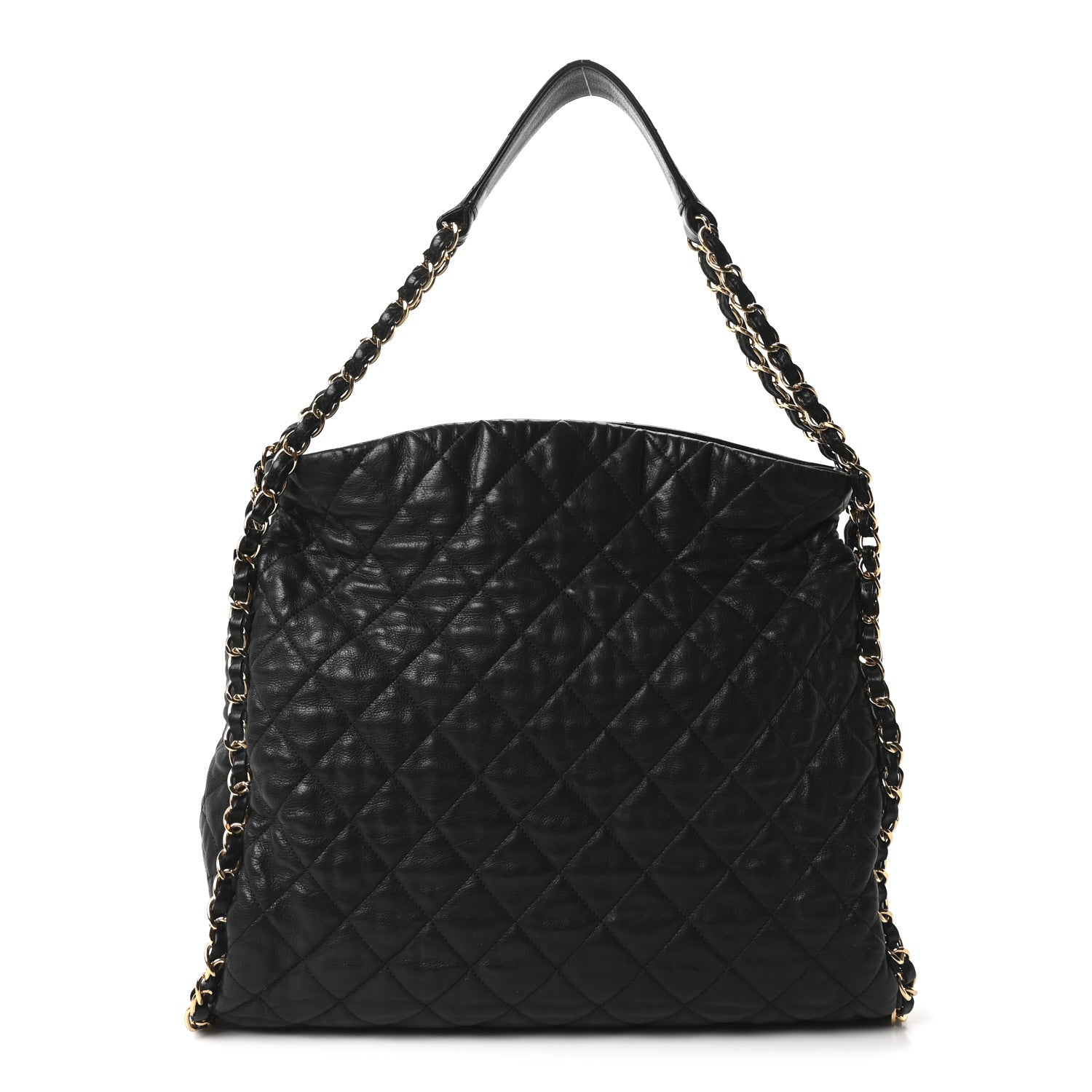 Chanel Calfskin Quilted Large Chain Me Hobo Black