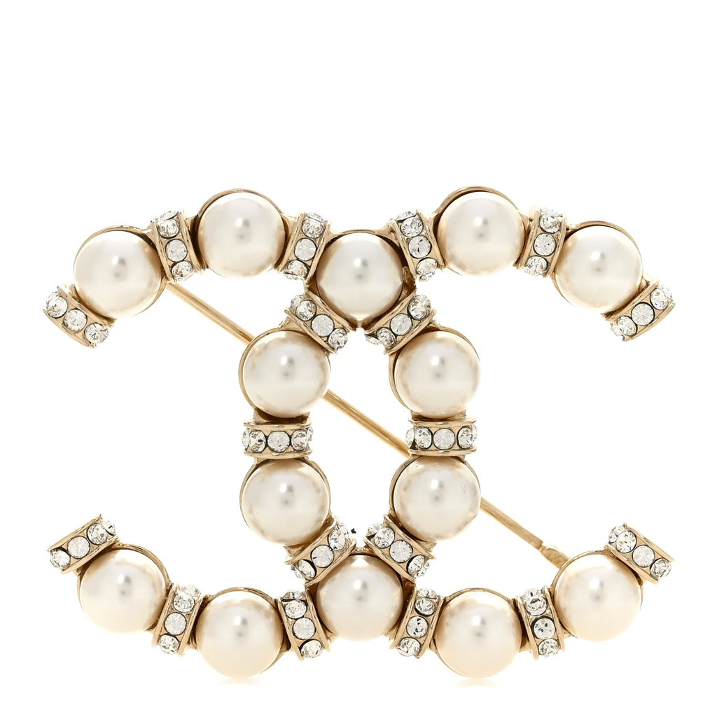 Pearl Crystal Nefertiti CC Brooch Gold