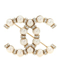 Pearl Crystal Nefertiti CC Brooch Gold