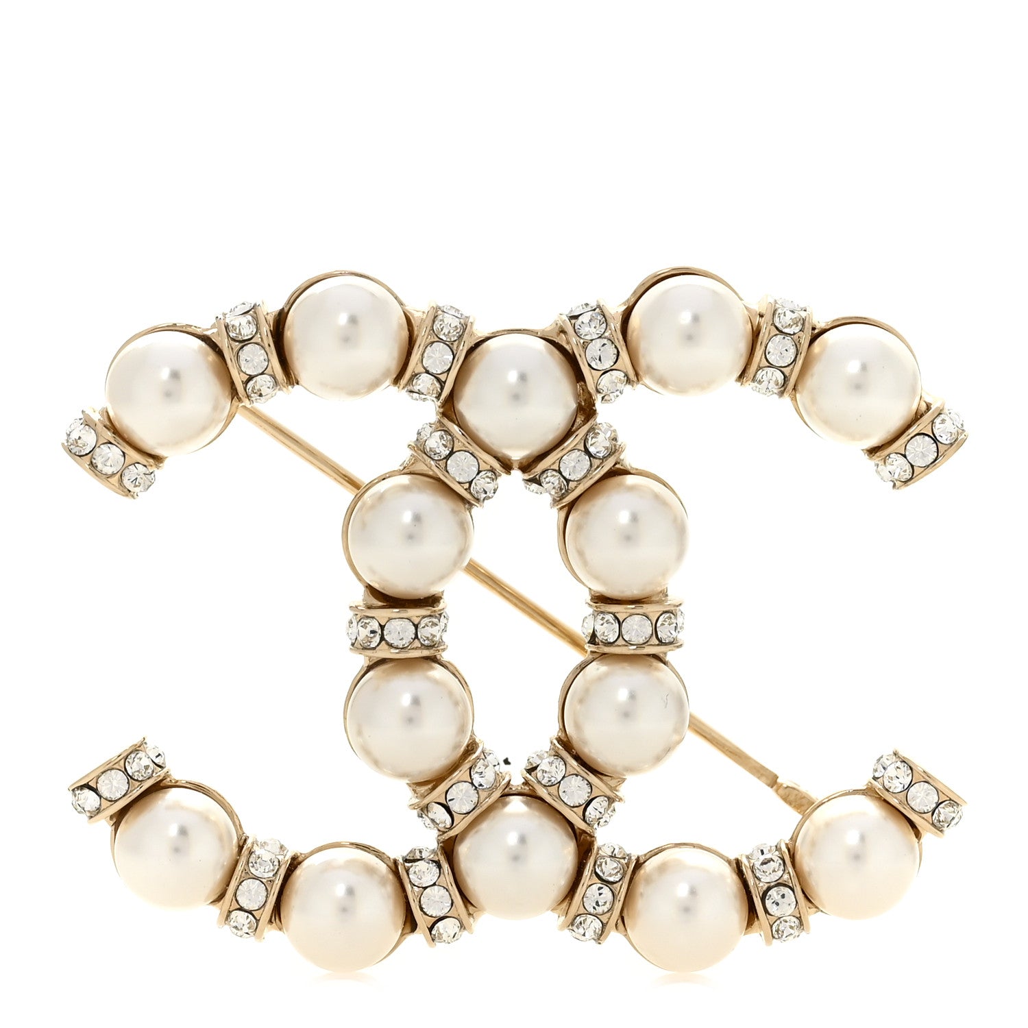 Pearl Crystal Nefertiti CC Brooch Gold