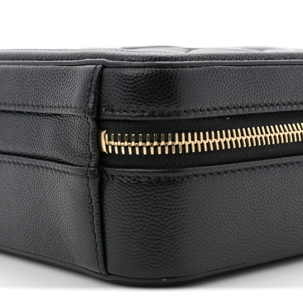 Chanel Caviar Quilted CC North South Filigree Vanity Case Black