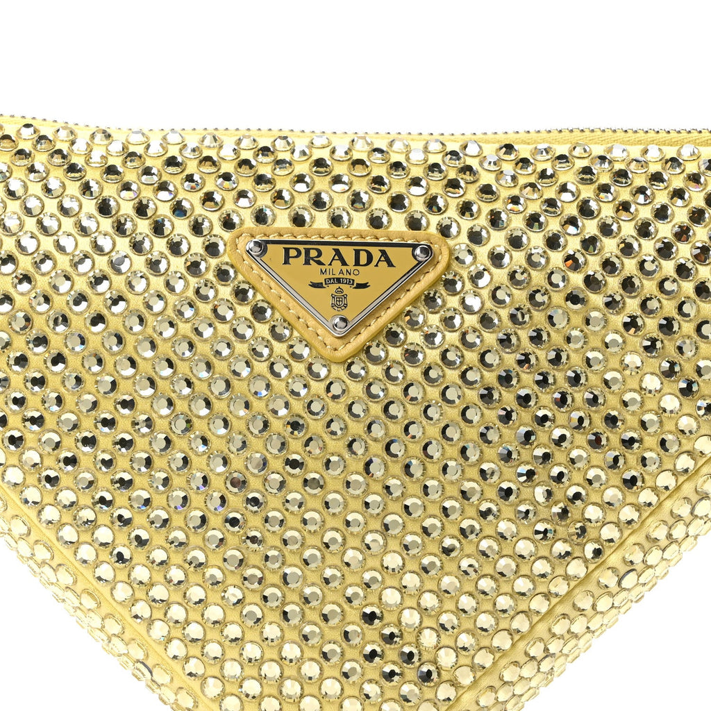 Prada Satin Crystal Triangle Pouch Ananas