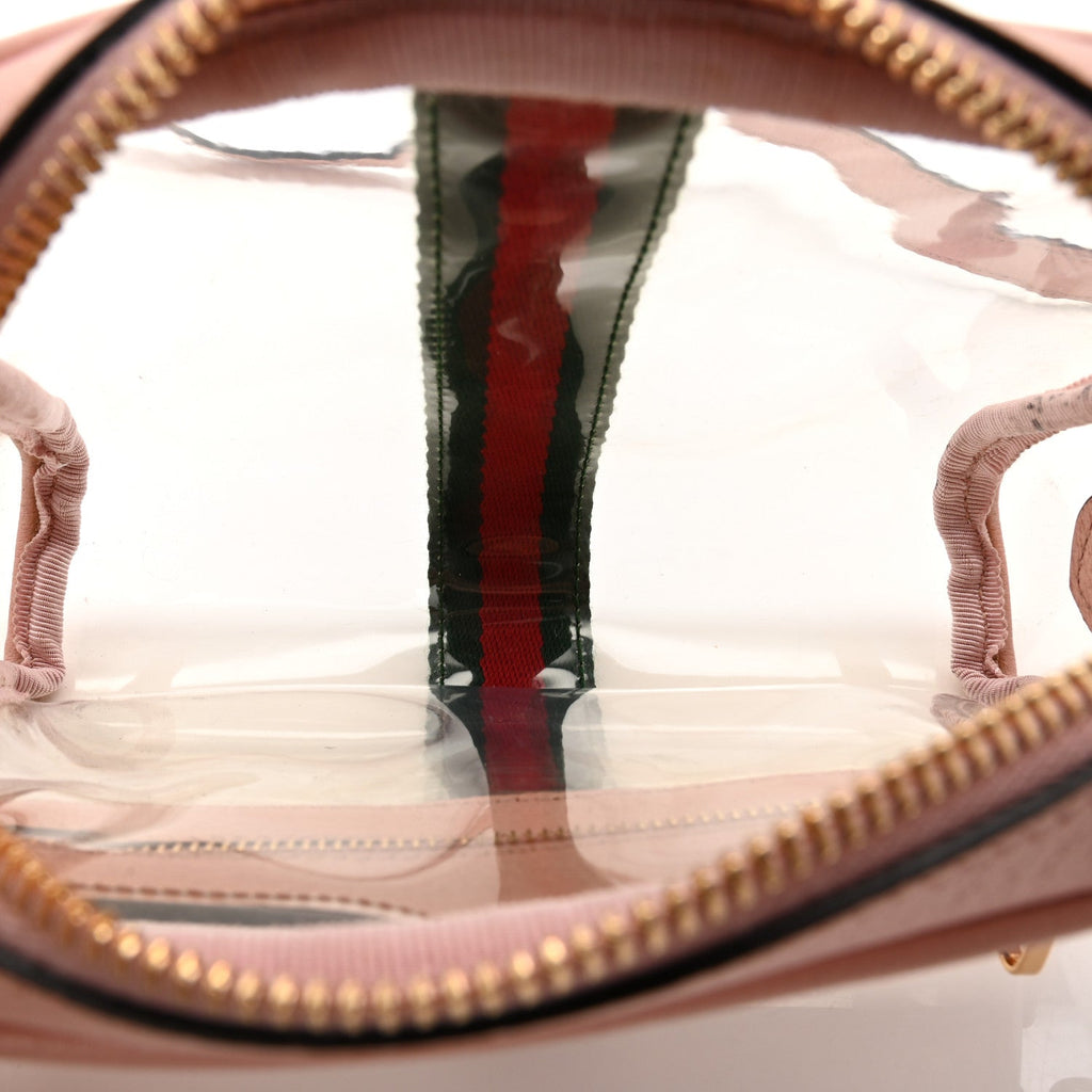 Gucci Vinyl Web Mini Ophidia Transparent Shoulder Bag Perfect Pink