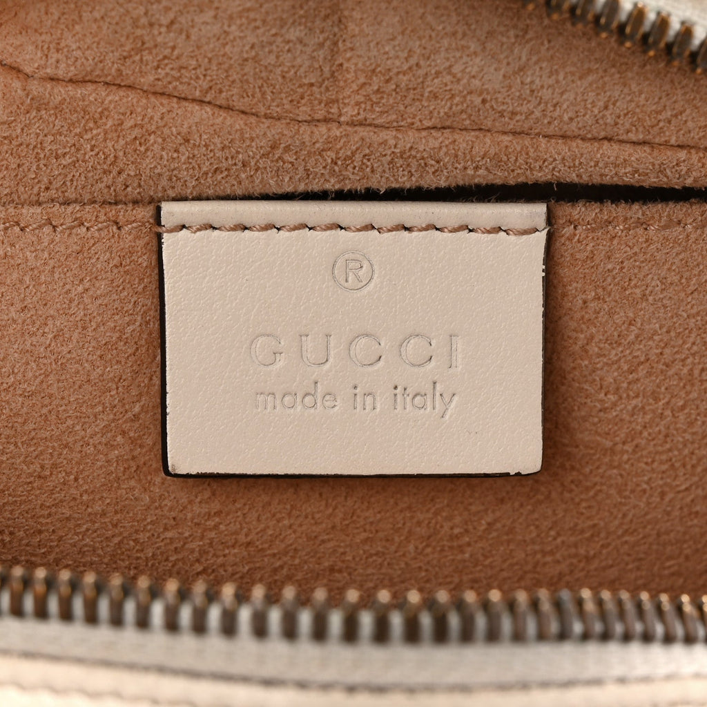 Gucci Calfskin Matelasse Small GG Marmont Chain Shoulder Bag White