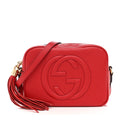 Gucci Pebbled Calfskin Small Soho Disco Bag Tabasco Red
