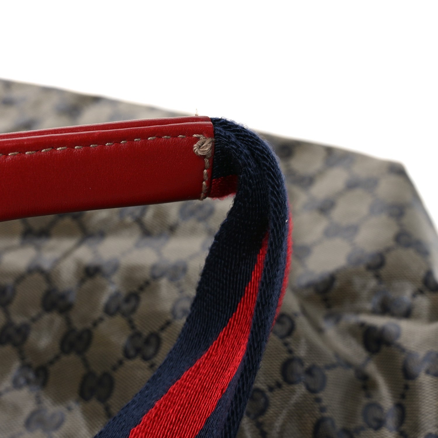 Gucci Crystal Monogram Large Web Handle Bucket Tote Red