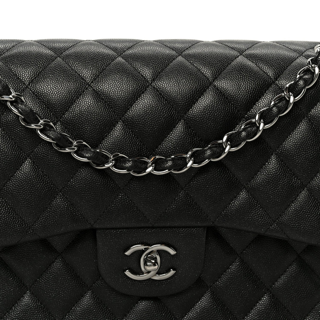 Chanel Iridescent Caviar Quilted Jumbo Double Flap Black