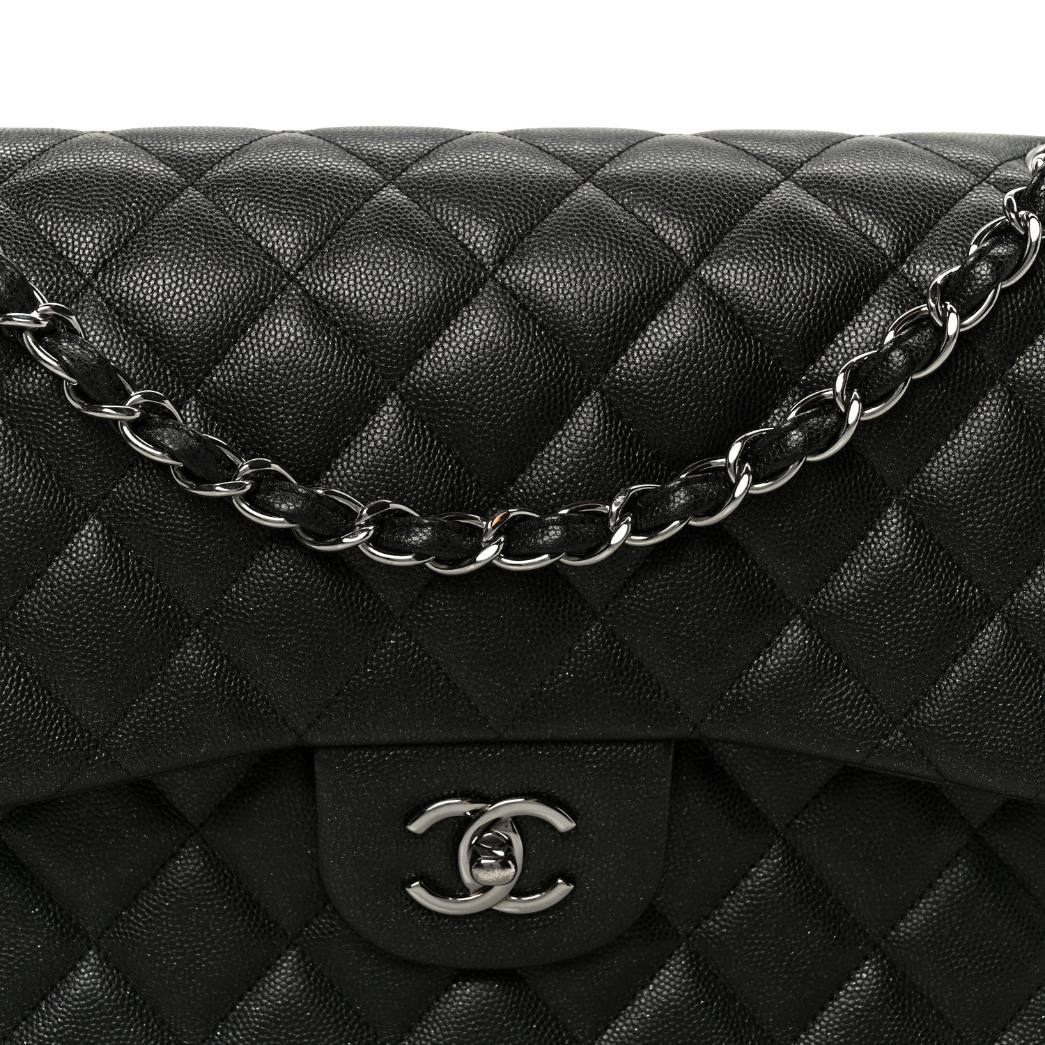 Chanel Iridescent Caviar Quilted Jumbo Double Flap Black