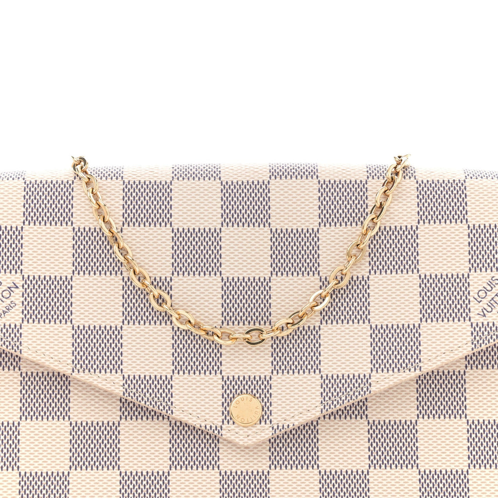 Louis Vuitton Damier Azur Pochette Felicie Chain Wallet Rose Ballerine