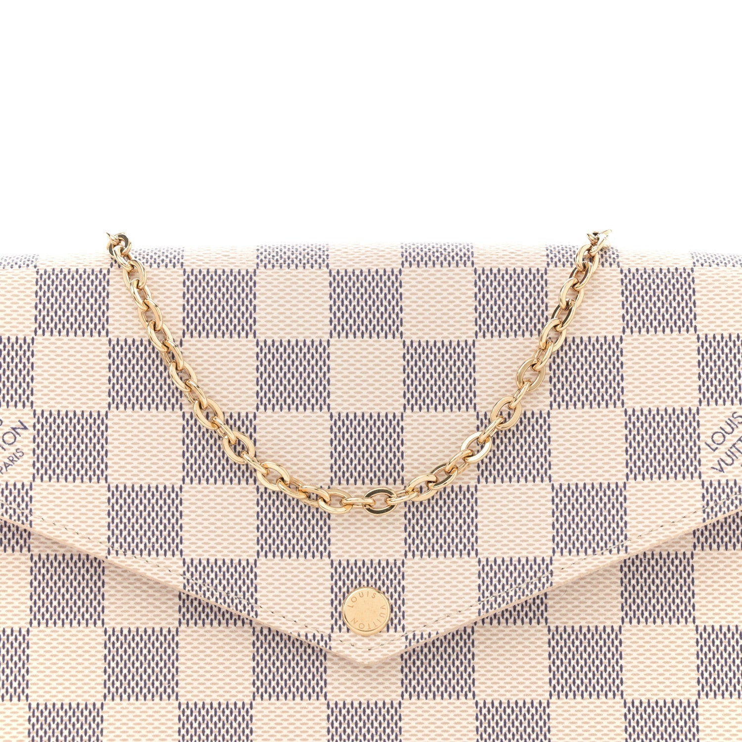 Louis Vuitton Damier Azur Pochette Felicie Chain Wallet Rose Ballerine