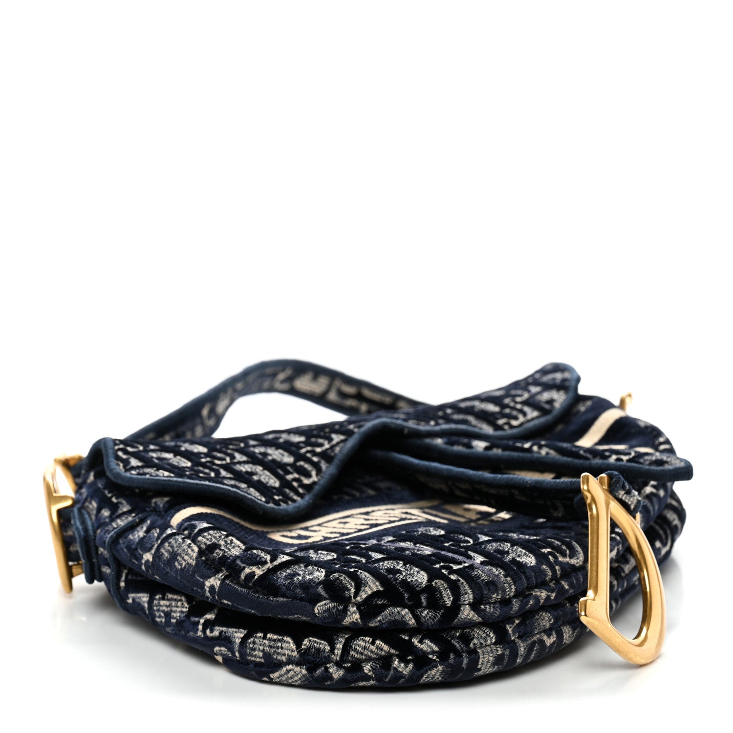 Christian Dior Velvet Oblique Saddle Bag Blue