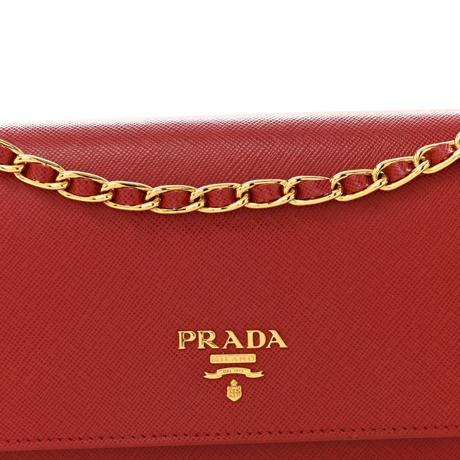 Prada Saffiano Wallet on Chain Fuoco