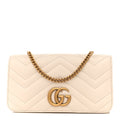 Gucci Calfskin Matelasse GG Marmont Mini Bag White