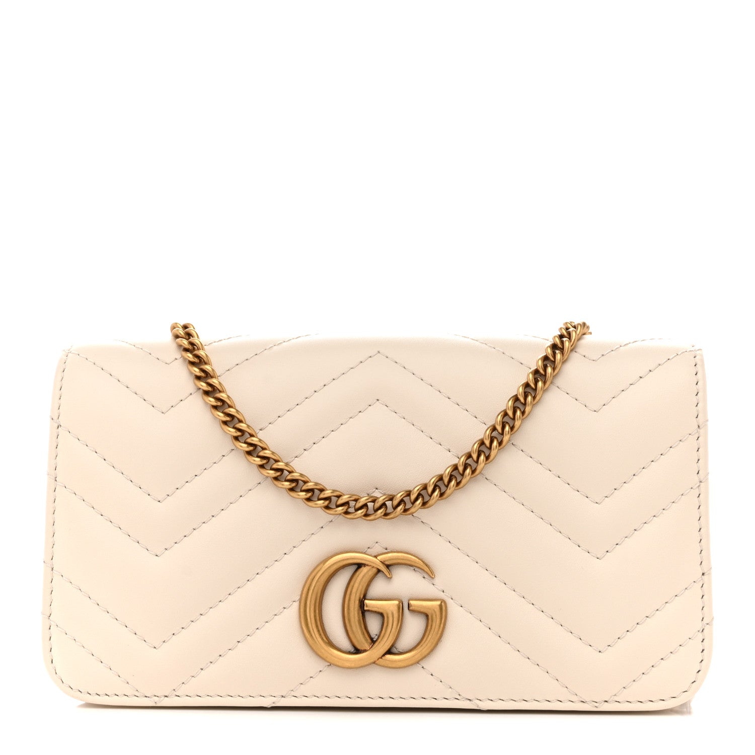 Gucci Calfskin Matelasse GG Marmont Mini Bag White