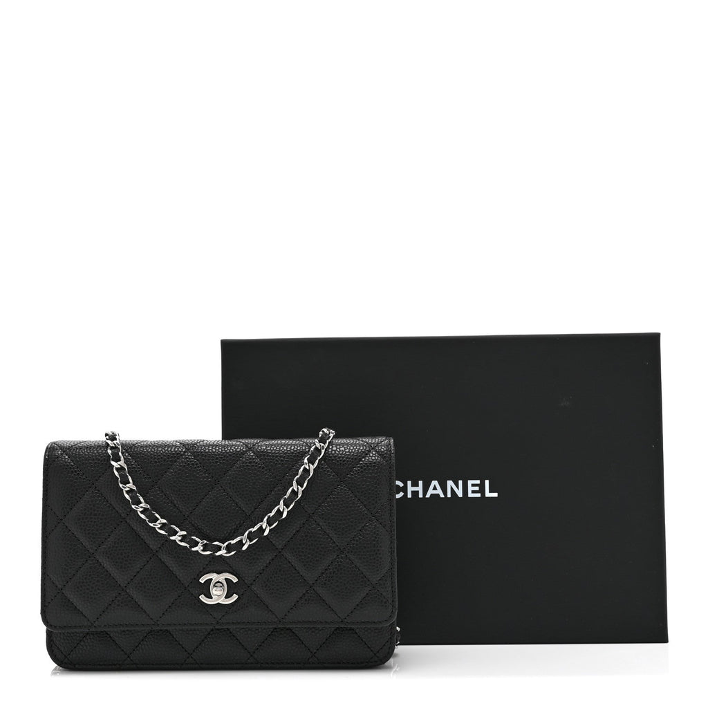 Chanel Caviar Quilted CC Turnlock Wallet On Chain WOC Black