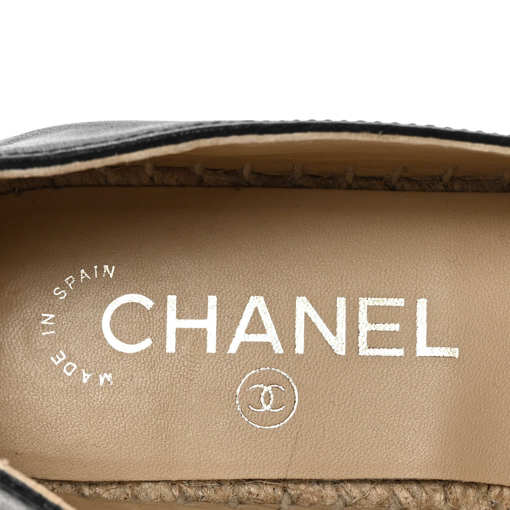 Calfskin Chain CC Espadrilles 35 Black