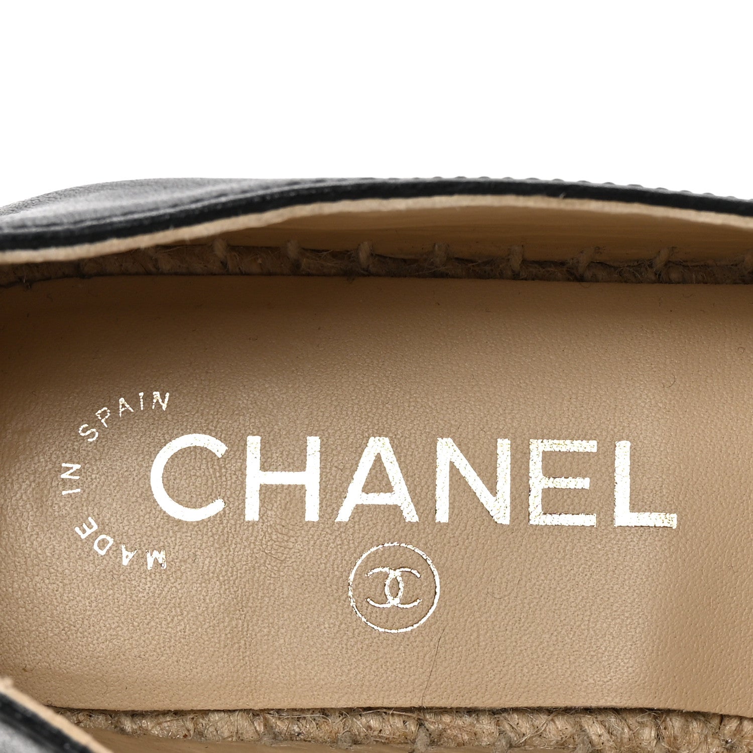 Calfskin Chain CC Espadrilles 35 Black