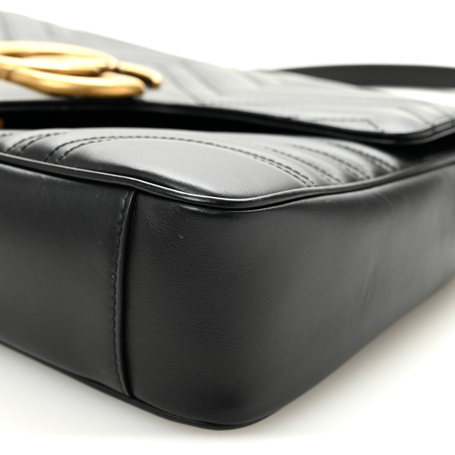 Gucci Calfskin Matelasse Medium GG Marmont Shoulder Bag Black