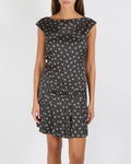 Chanel Black Silk Sleeveless Mini Dress with Beige CC Logo Prints Size FR 36 (UK 8)