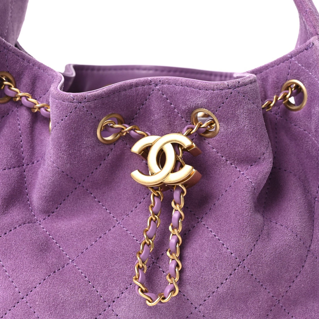 Chanel Suede Quilted Mini Chanel 25 Handbag Purple