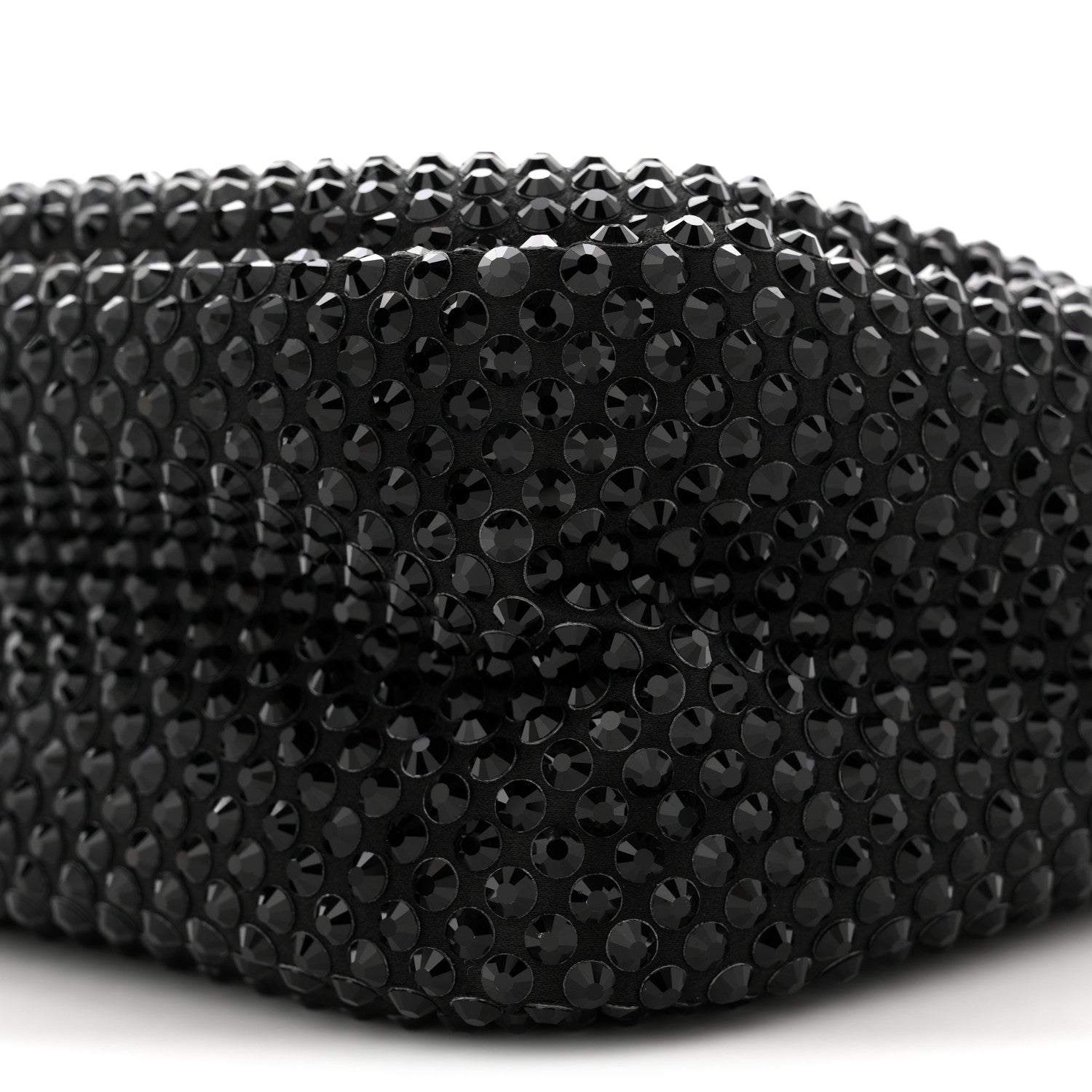 Prada Satin Crystal Soft Padded Small Double Handled Shoulder Bag Black