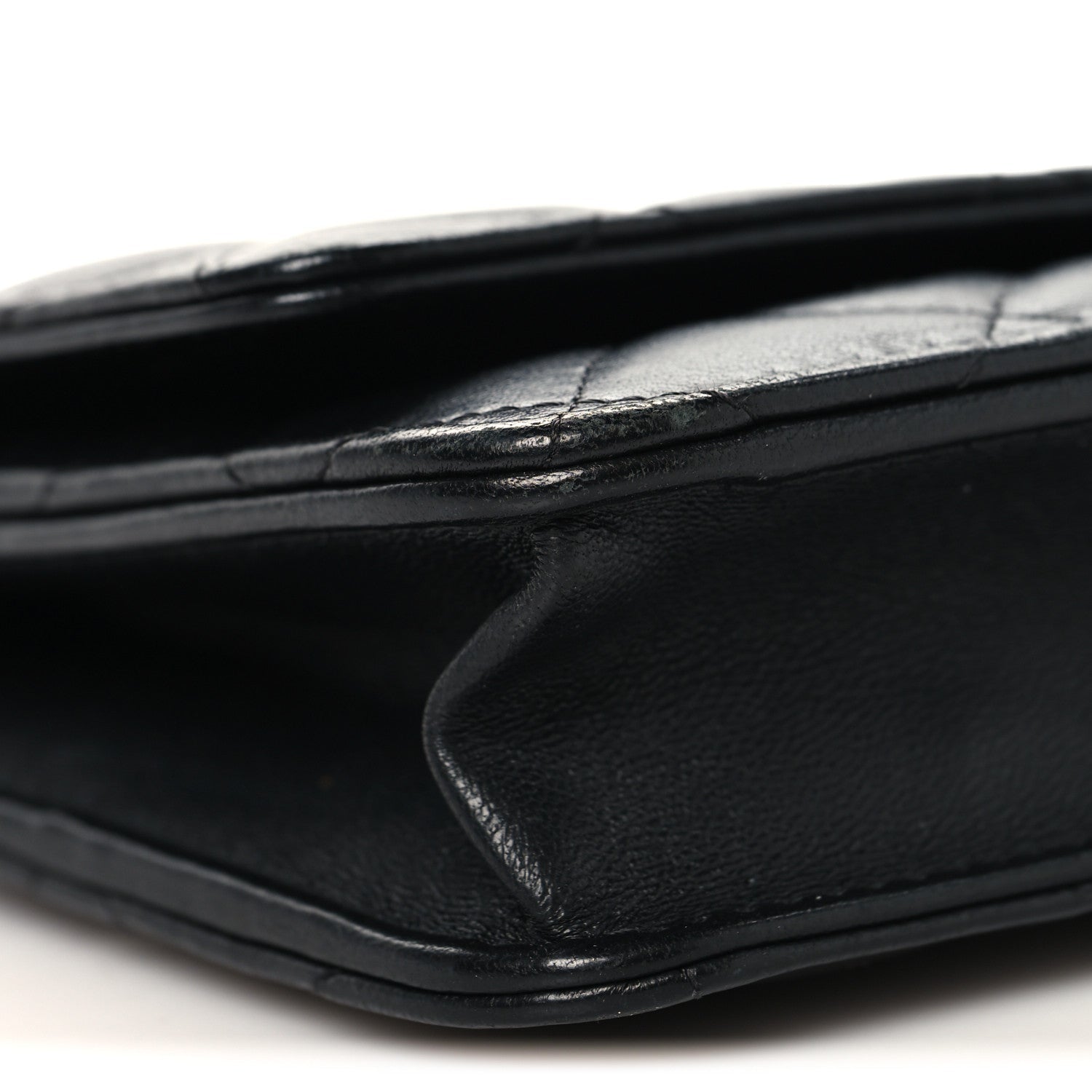 Chanel Lambskin Quilted Wallet On Chain WOC Black