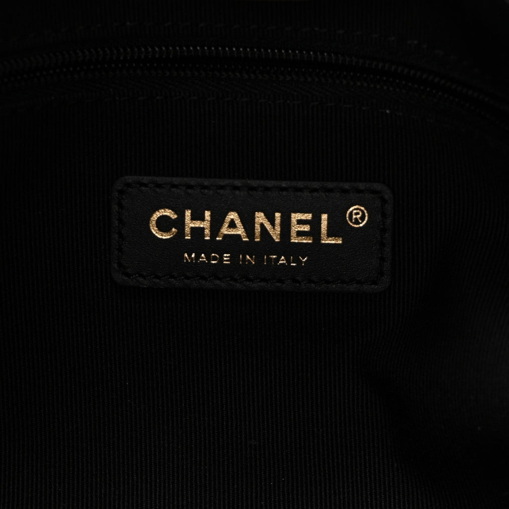Chanel Suede Calfskin Shiny Lambskin Quilted Small Coco Base Shopping Bag Beige Black