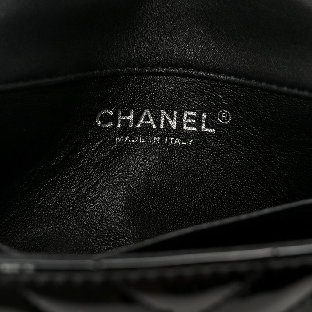 Chanel Patent Calfskin Chevron Quilted Extra Mini Flap Black