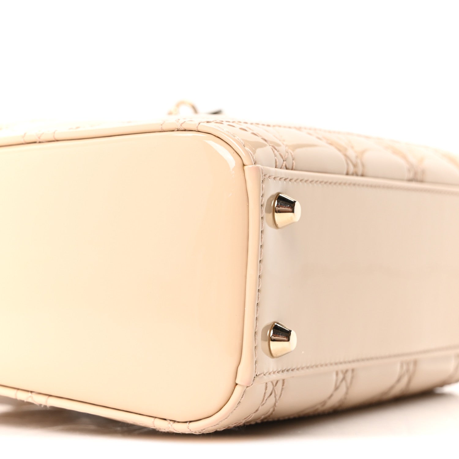 Christian Dior Patent Cannage Mini Lady Dior Beige