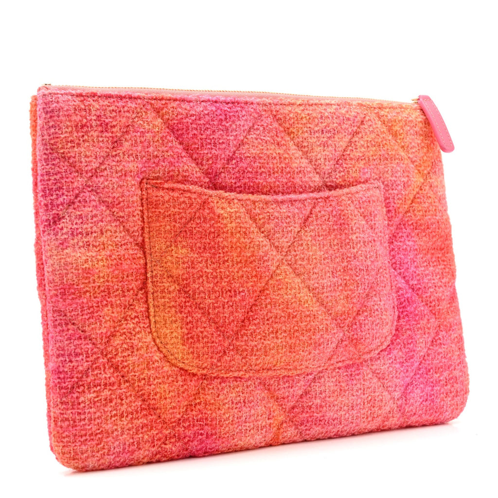 Chanel Tweed Large Chanel 19 Cosmetic Case Coral Pink