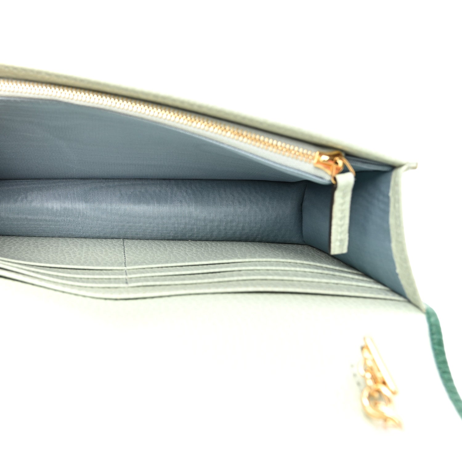 Gucci Dollar Calfskin Mini GG Marmont Chain Wallet Emerald Green Salvy Green