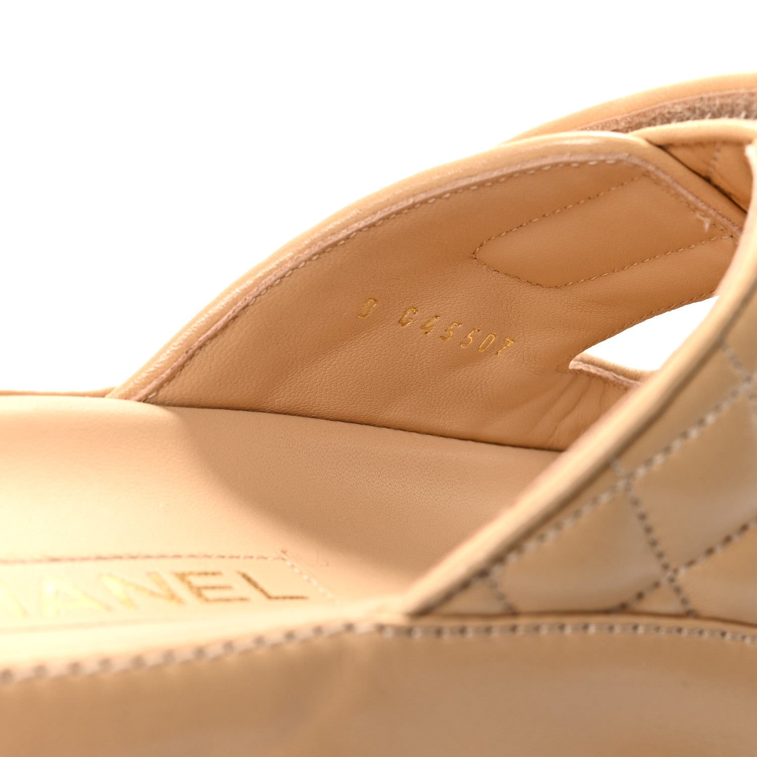 Lambskin Quilted Velcro Dad Chain CC Slide Sandals 39.5 Beige