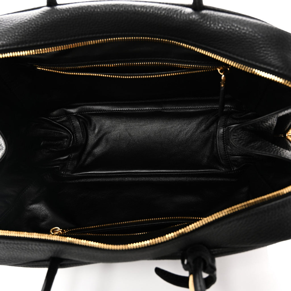 Prada Vitello Daino Soft Large Top Handle Bag Black