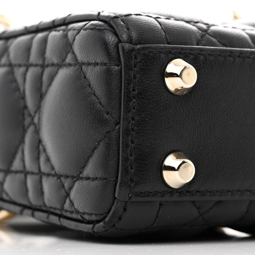 Christian Dior Lambskin Cannage Micro Lady Dior Black