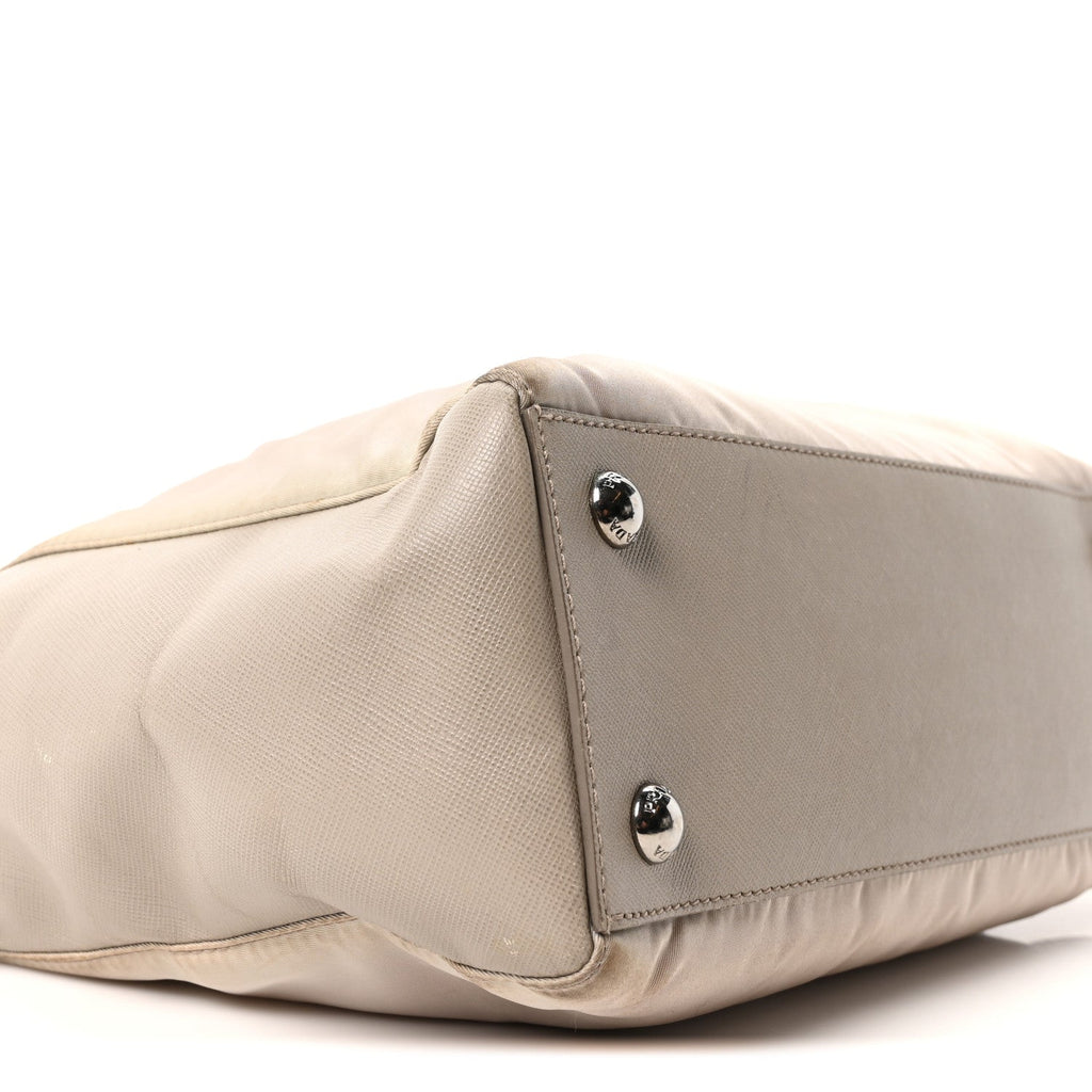 Prada Nylon Saffiano Bi-Color Tote Grey