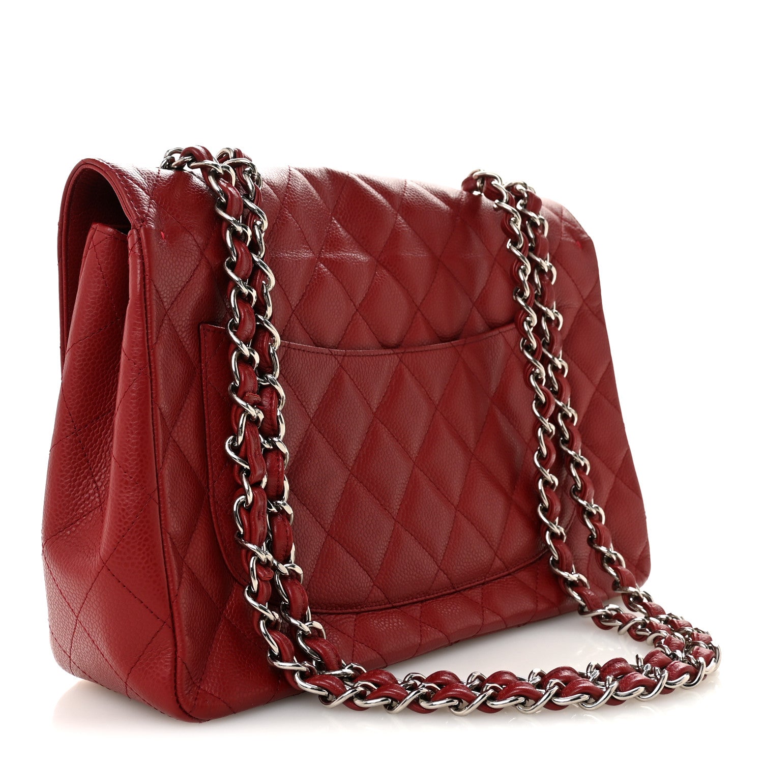 Chanel Caviar Quilted Jumbo Single Flap Dark Red