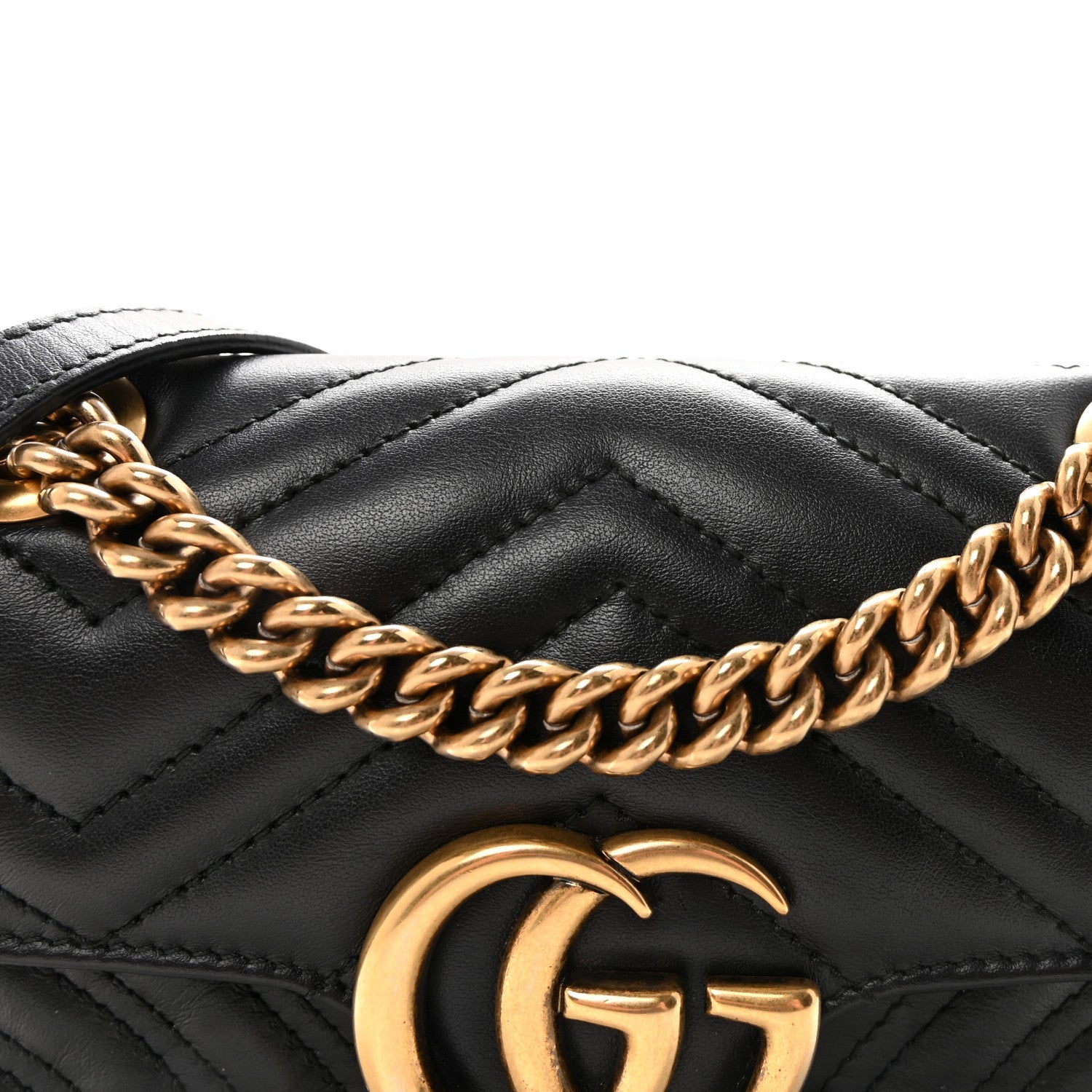 Gucci Calfskin Matelasse Mini GG Marmont Shoulder Bag Black
